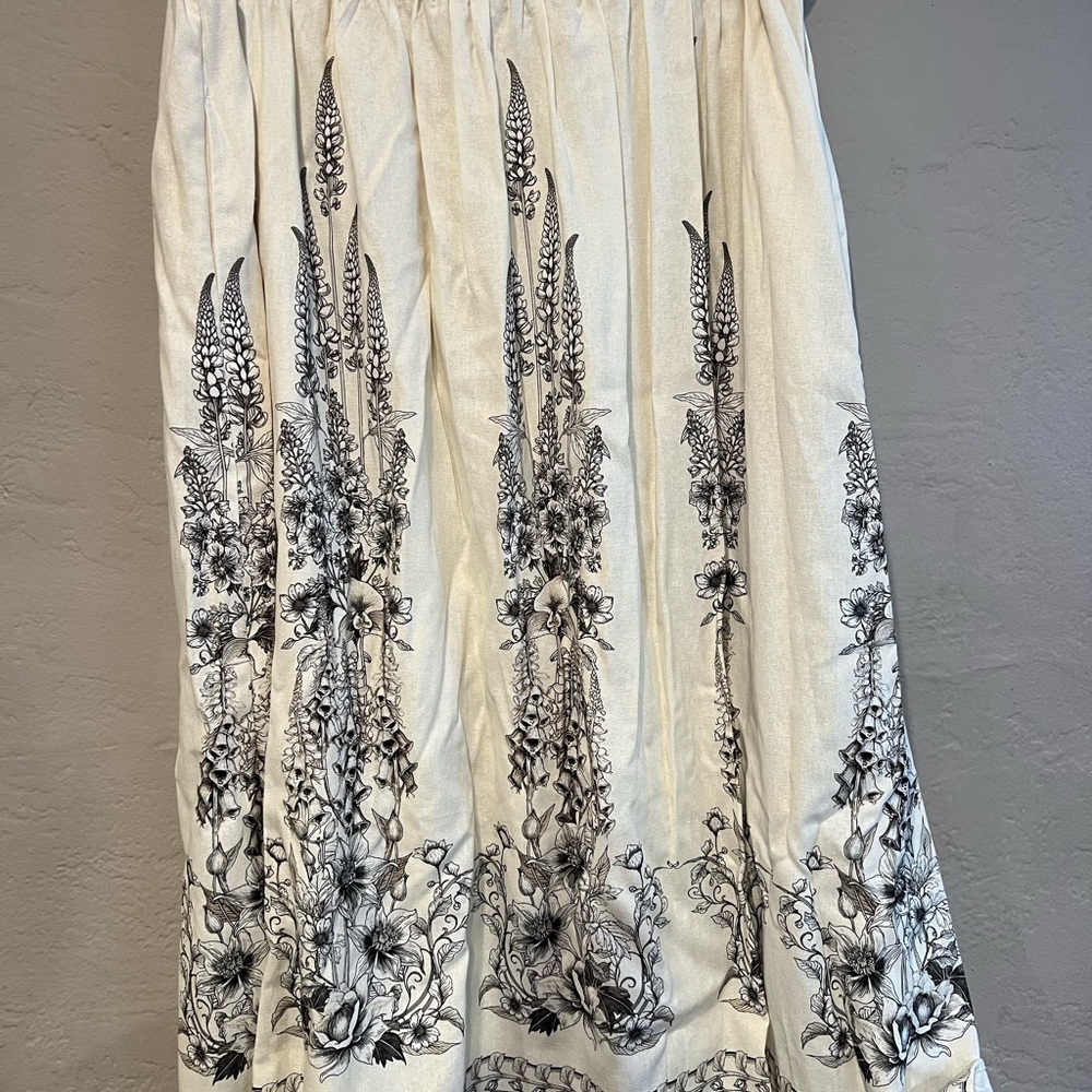 Max Studio Floral Print Cream Skirt with Black Cardigan
